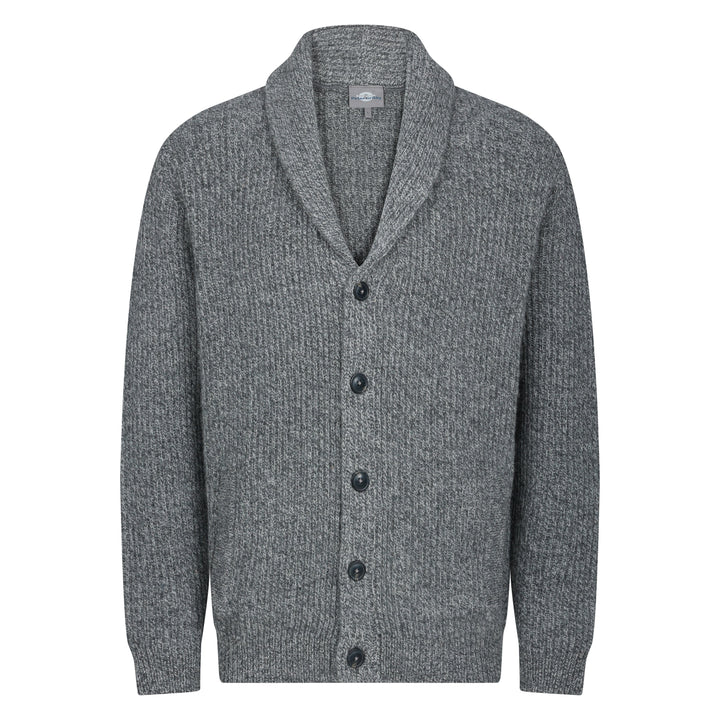 Mens Ribbed Shawl Cardigan - Grey Marl