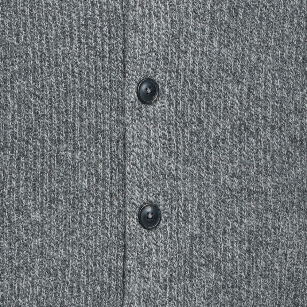 Mens Ribbed Shawl Cardigan - Grey Marl
