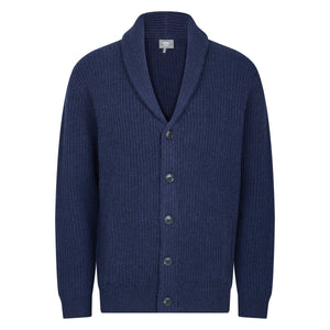 Mens Ribbed Shawl Cardigan - Navy