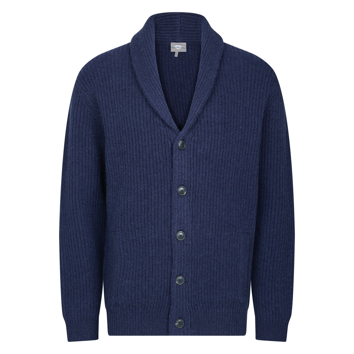 Mens Ribbed Shawl Cardigan - Navy