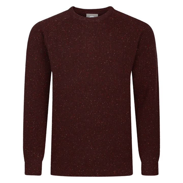 Mens Ribbed Crew Neck Jumper - Damson