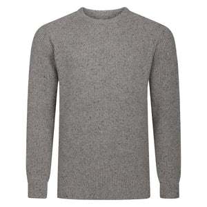 Mens Ribbed Crew Neck Jumper - Mink