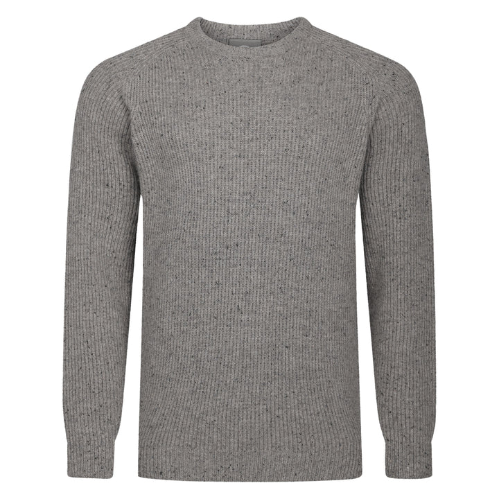 Mens Ribbed Crew Neck Jumper - Mink