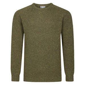Mens Ribbed Crew Neck Jumper - Olive