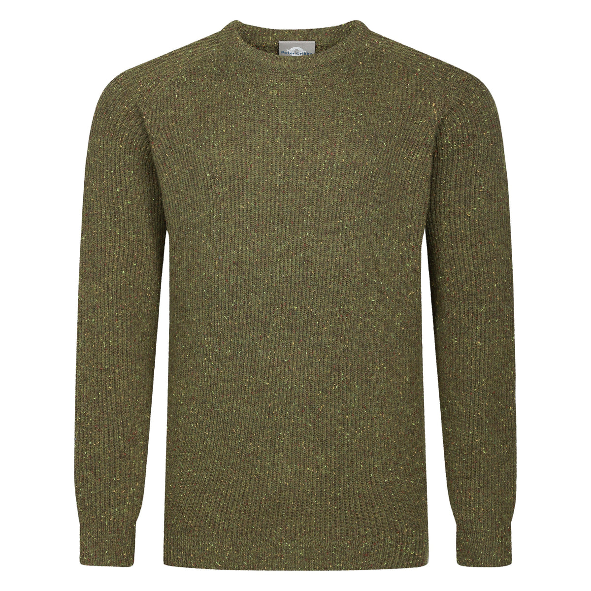 Mens Ribbed Crew Neck Jumper - Olive