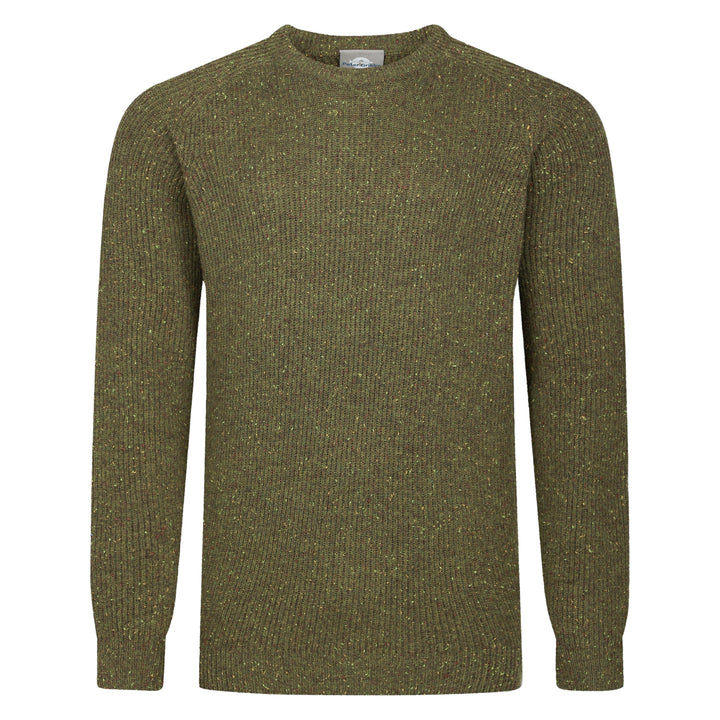 Mens Ribbed Crew Neck Jumper - Olive