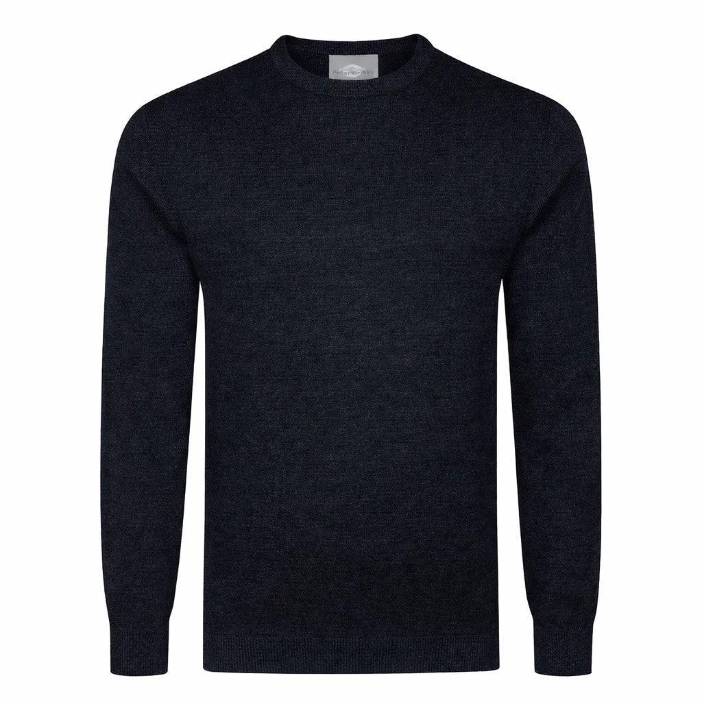 Mens Merino Acrylic Crew Neck Jumper - Black
