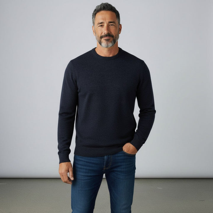 Mens Merino Acrylic Crew Neck Jumper - Black