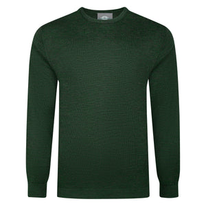 Mens Merino Acrylic Crew Neck Jumper - Forest Green