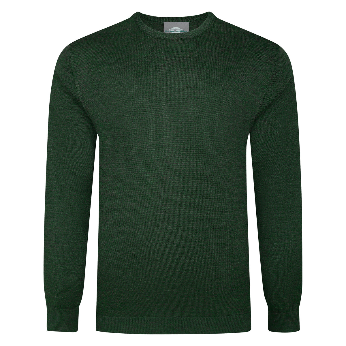 Mens Merino Acrylic Crew Neck Jumper - Forest Green