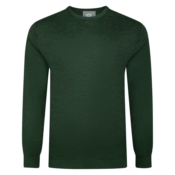 Mens Merino Acrylic Crew Neck Jumper - Forest Green