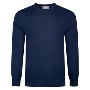 Mens Merino Acrylic Crew Neck Jumper - French Navy