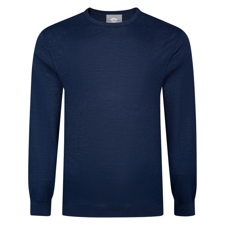 Mens Merino Acrylic Crew Neck Jumper - French Navy