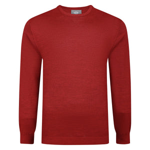 Mens Merino Acrylic Crew Neck Jumper - Paprika