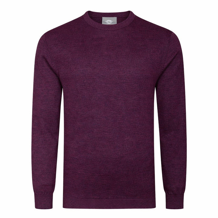 Mens Merino Acrylic Crew Neck Jumper - Plum