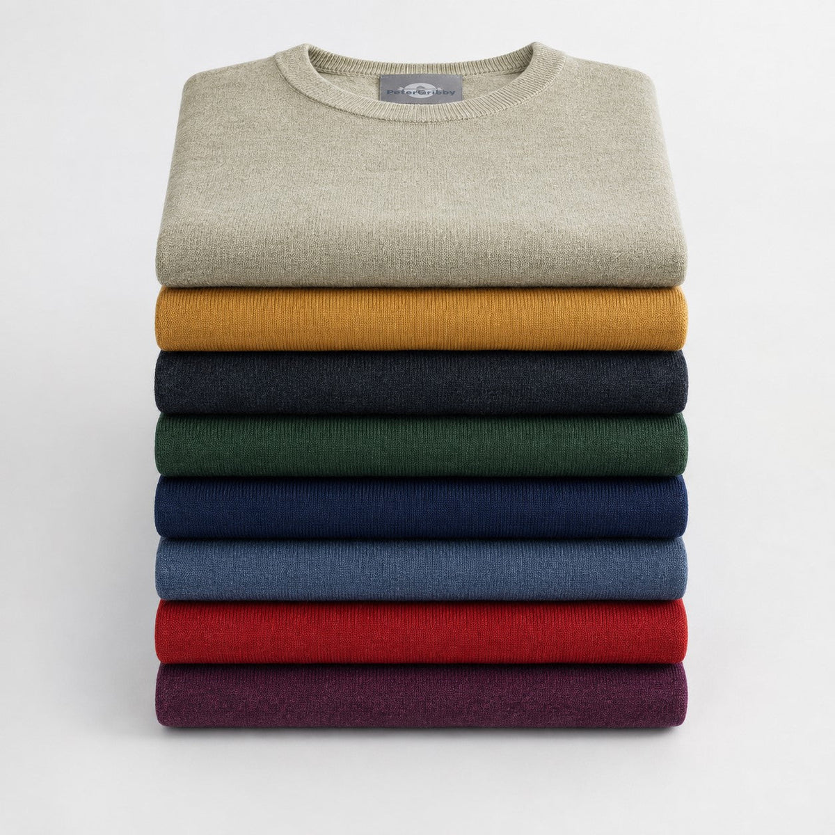 Mens Merino Acrylic Crew Neck Jumper - Forest Green