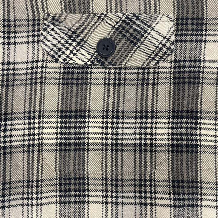 Mens Cotton Long Sleeved Grey Check Shacket