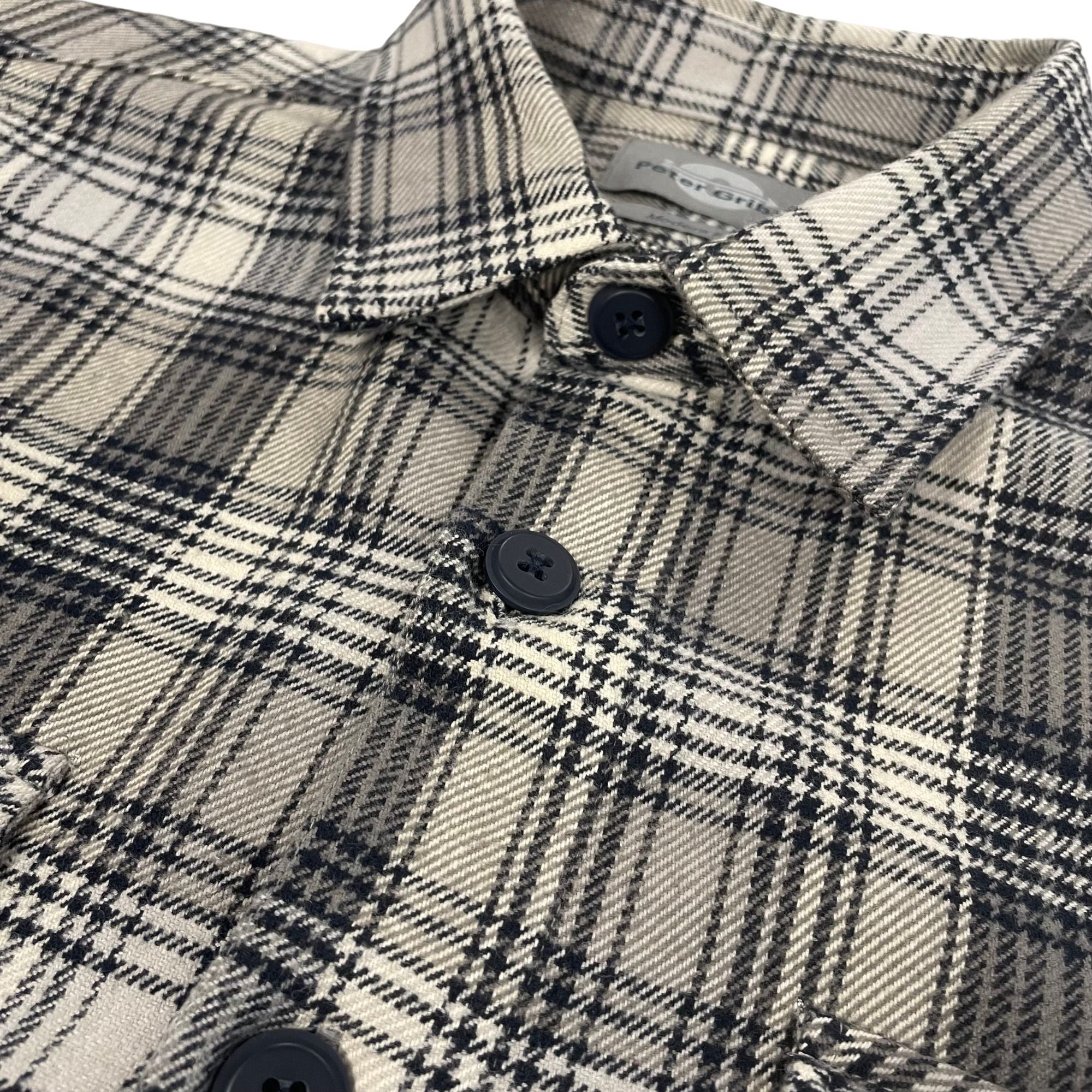 Mens Cotton Long Sleeved Grey Check Shacket