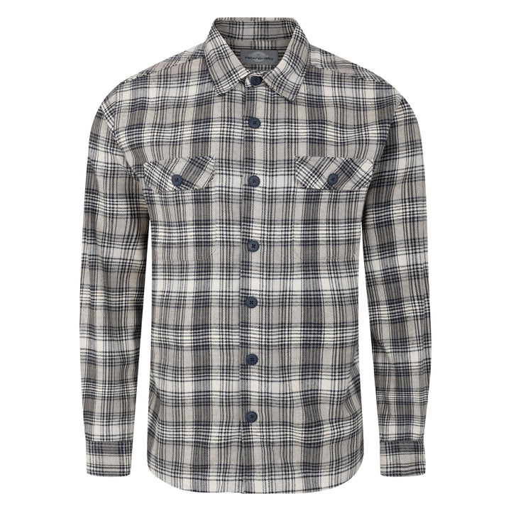 Mens Cotton Long Sleeved Grey Check Shacket