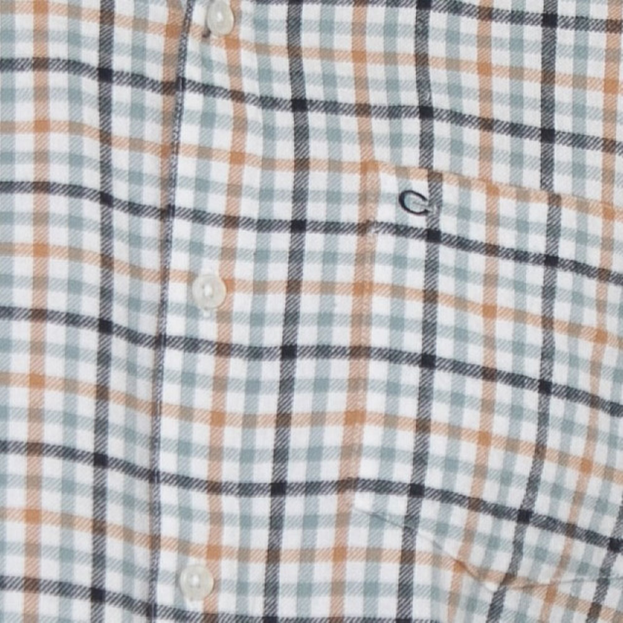 Mens Long Sleeve Cream Check Shirt - Cream
