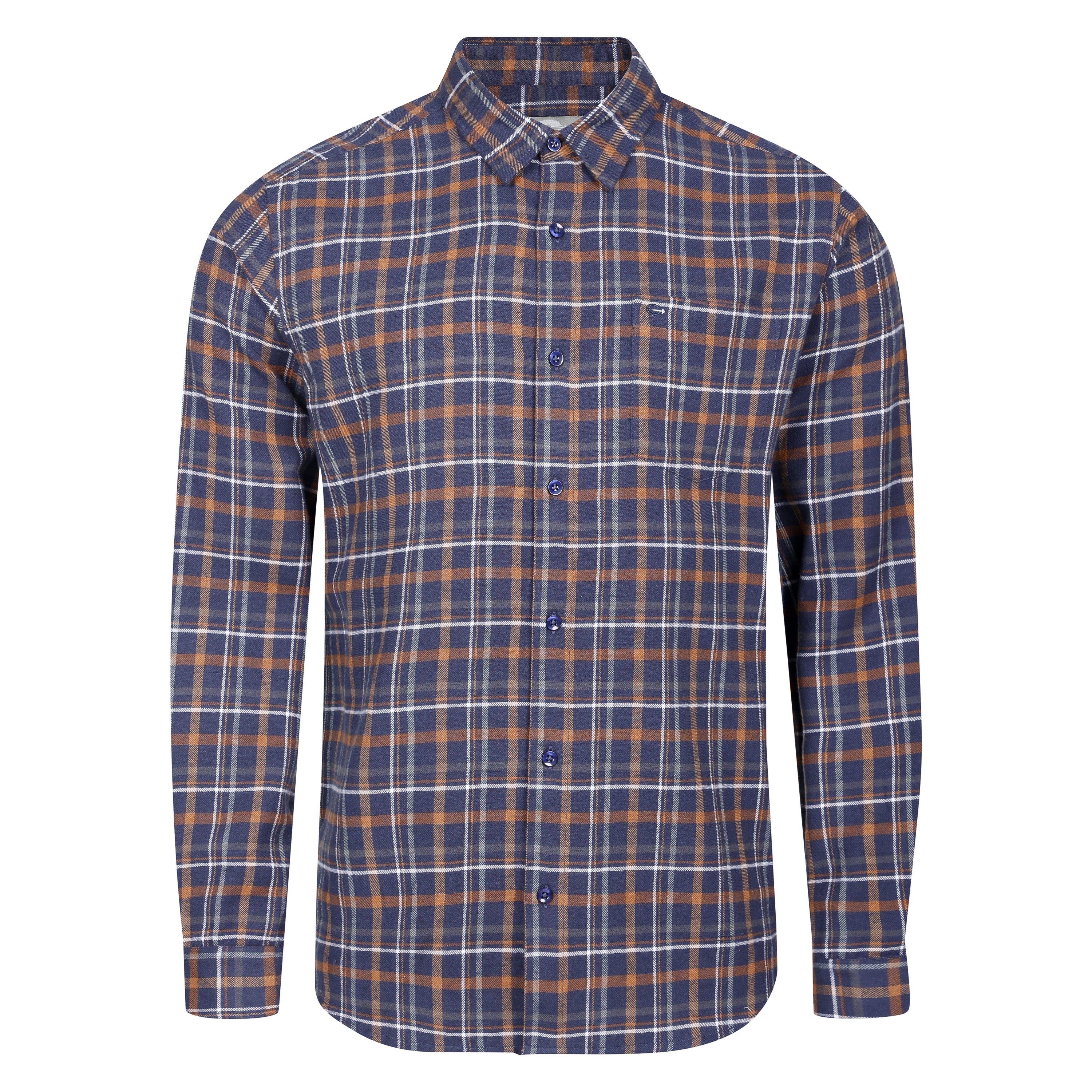 Mens Long Sleeve Navy Check Shirt