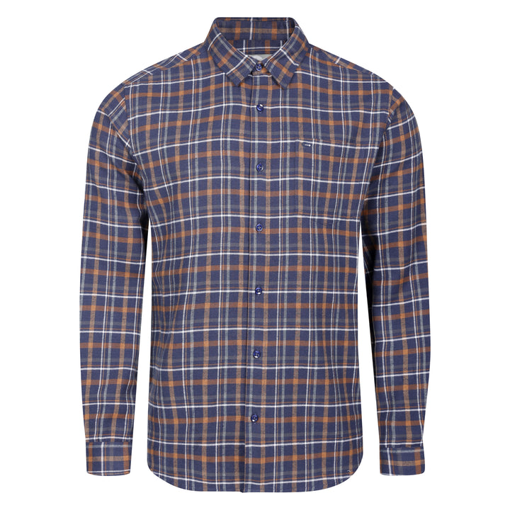Mens Long Sleeve Navy Check Shirt