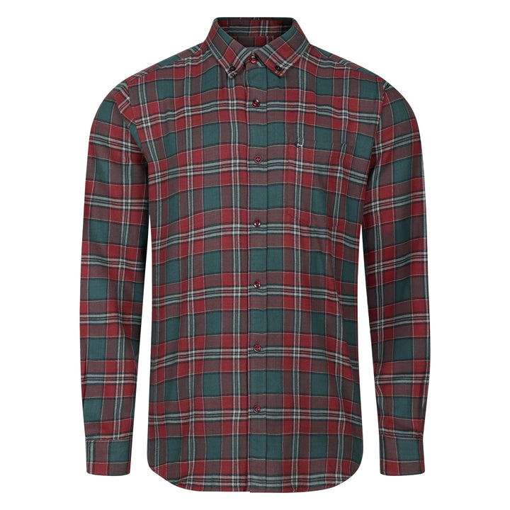 Mens Long Sleeve Wine Check Shirt