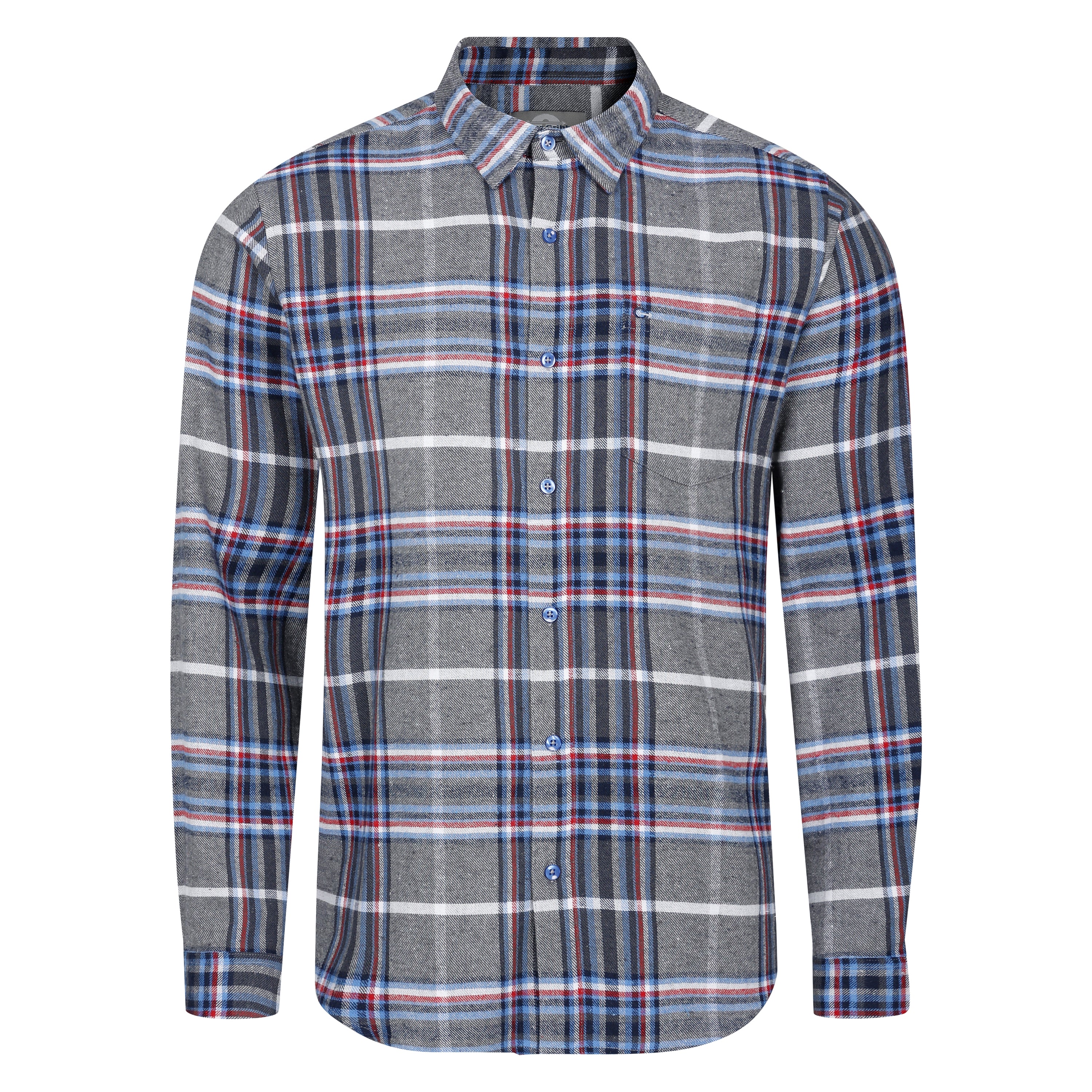 Mens Long Sleeve Silver Check Shirt