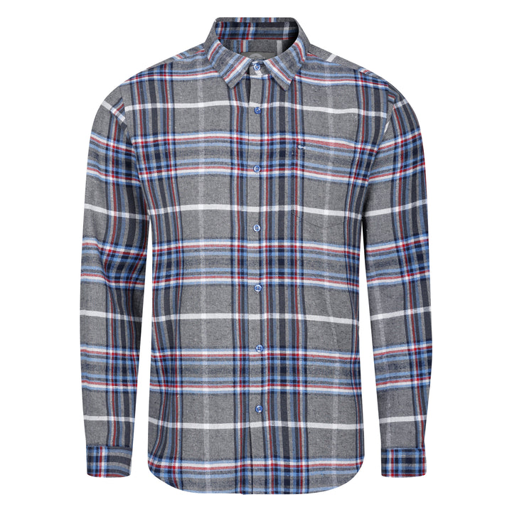 Mens Long Sleeve Silver Check Shirt