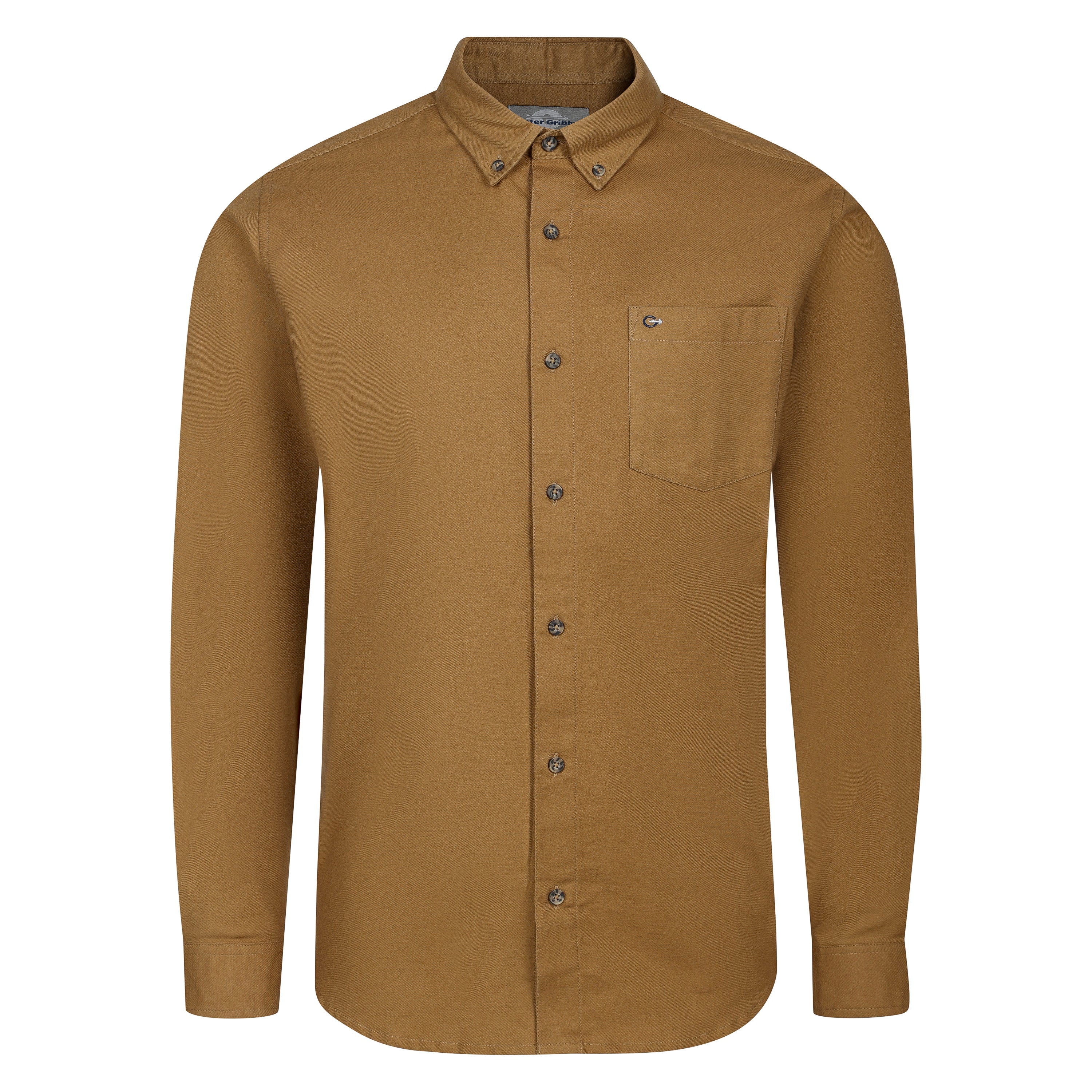 Mens Long Sleeve Twill Shirt - Caramel