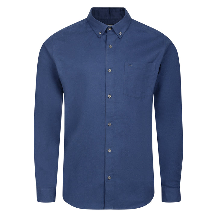 Mens Long Sleeve Twill Shirt - Indigo