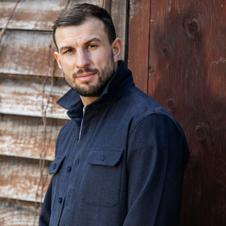 Mens Flannel Shacket - Indigo