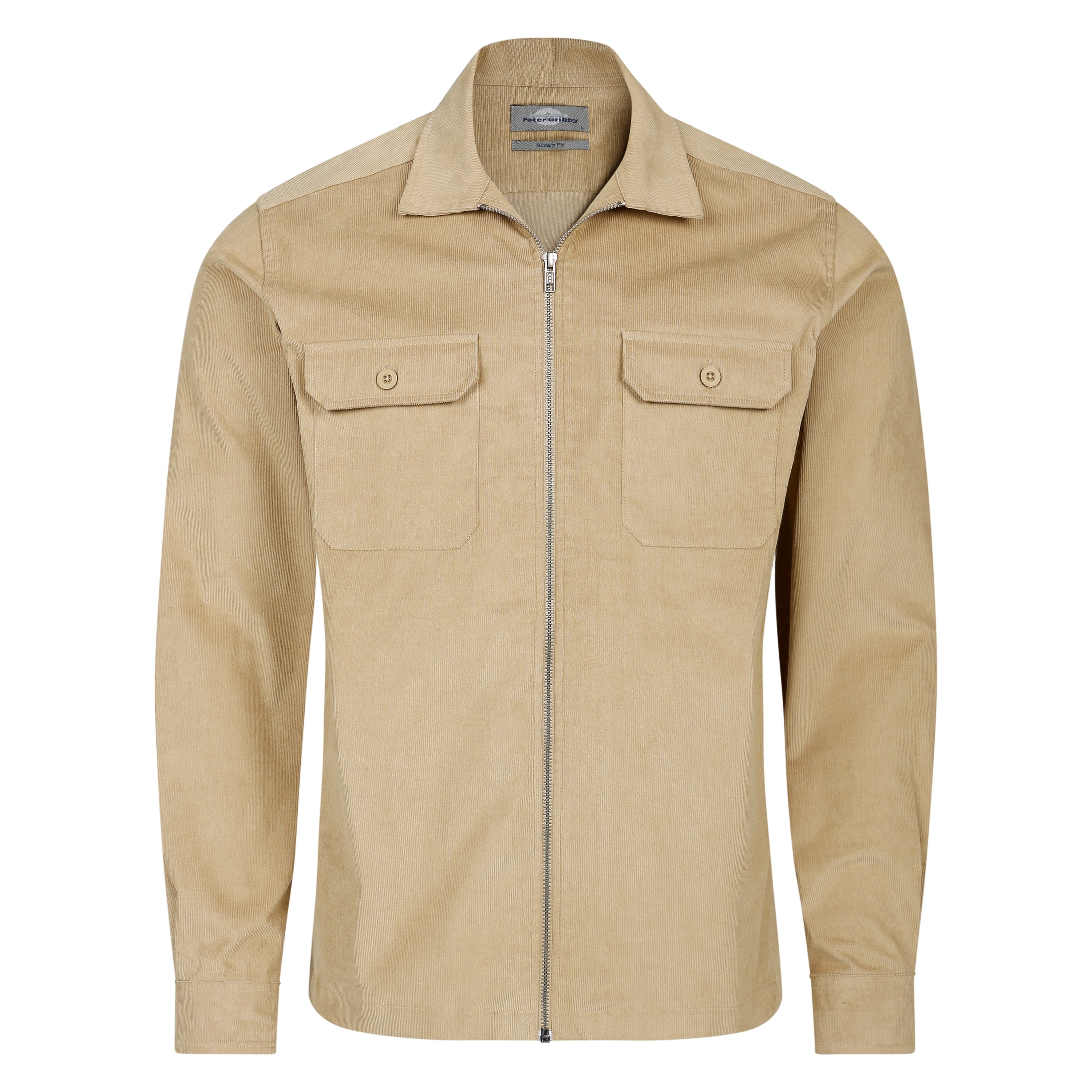 Mens Cord Zipper Shacket - Camel