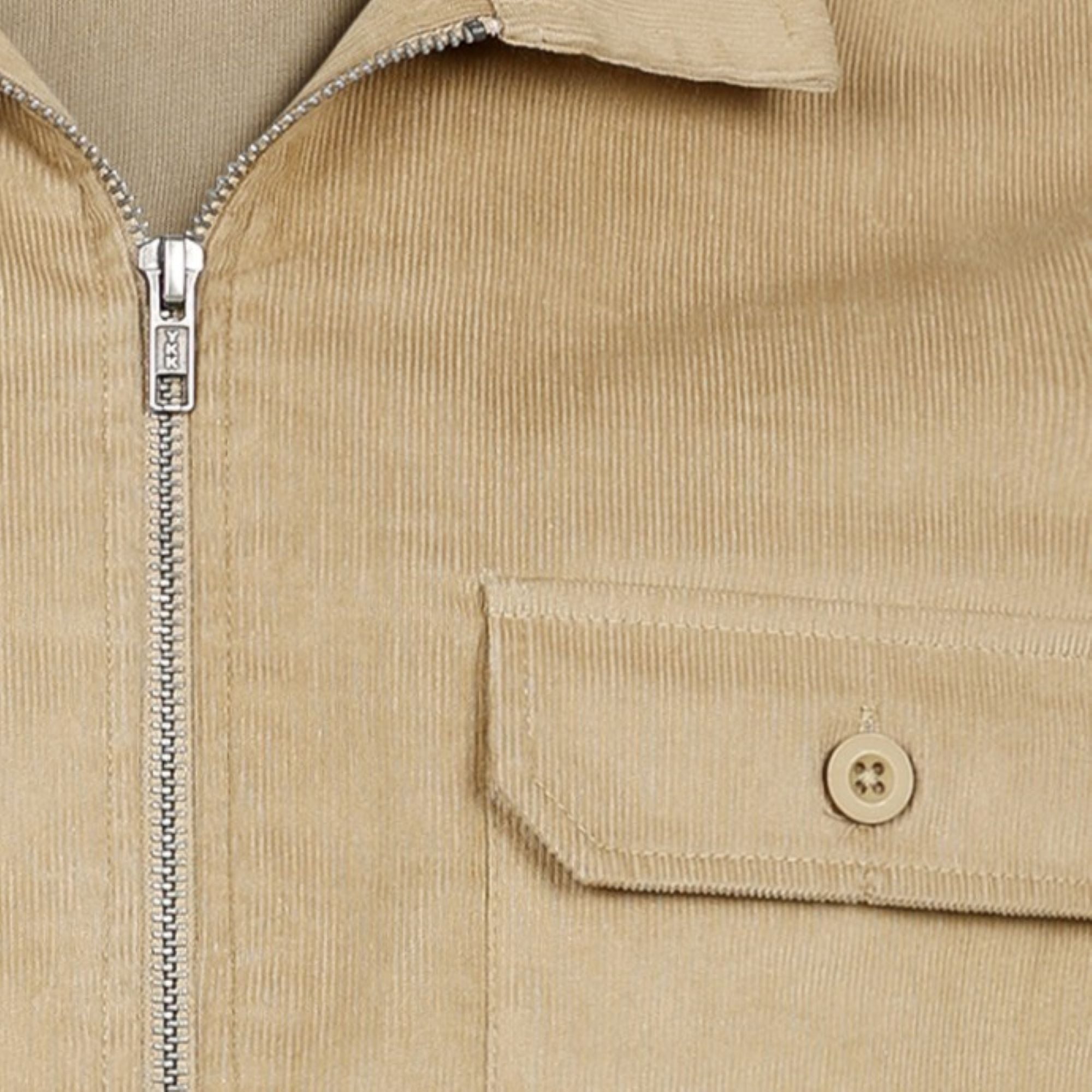 Mens Cord Zipper Shacket - Camel