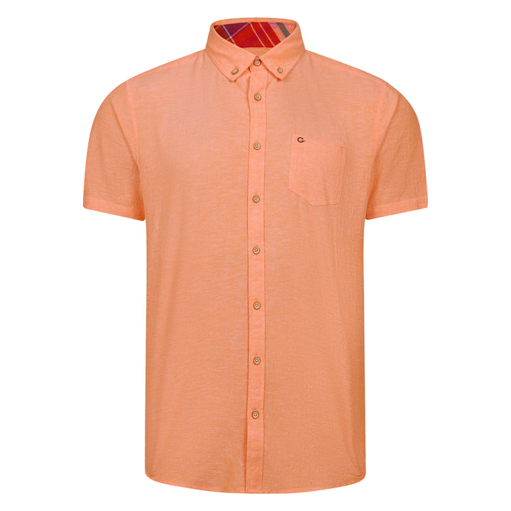 Peter Gribby Short Sleeve Linen Rich Shirt - Peach