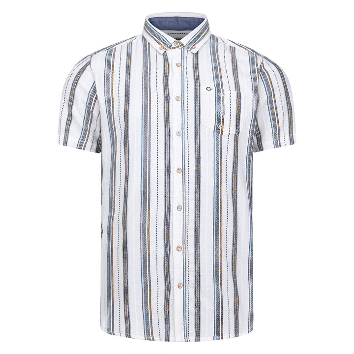 Peter Gribby Short Sleeve Ecru Stripe Shirt