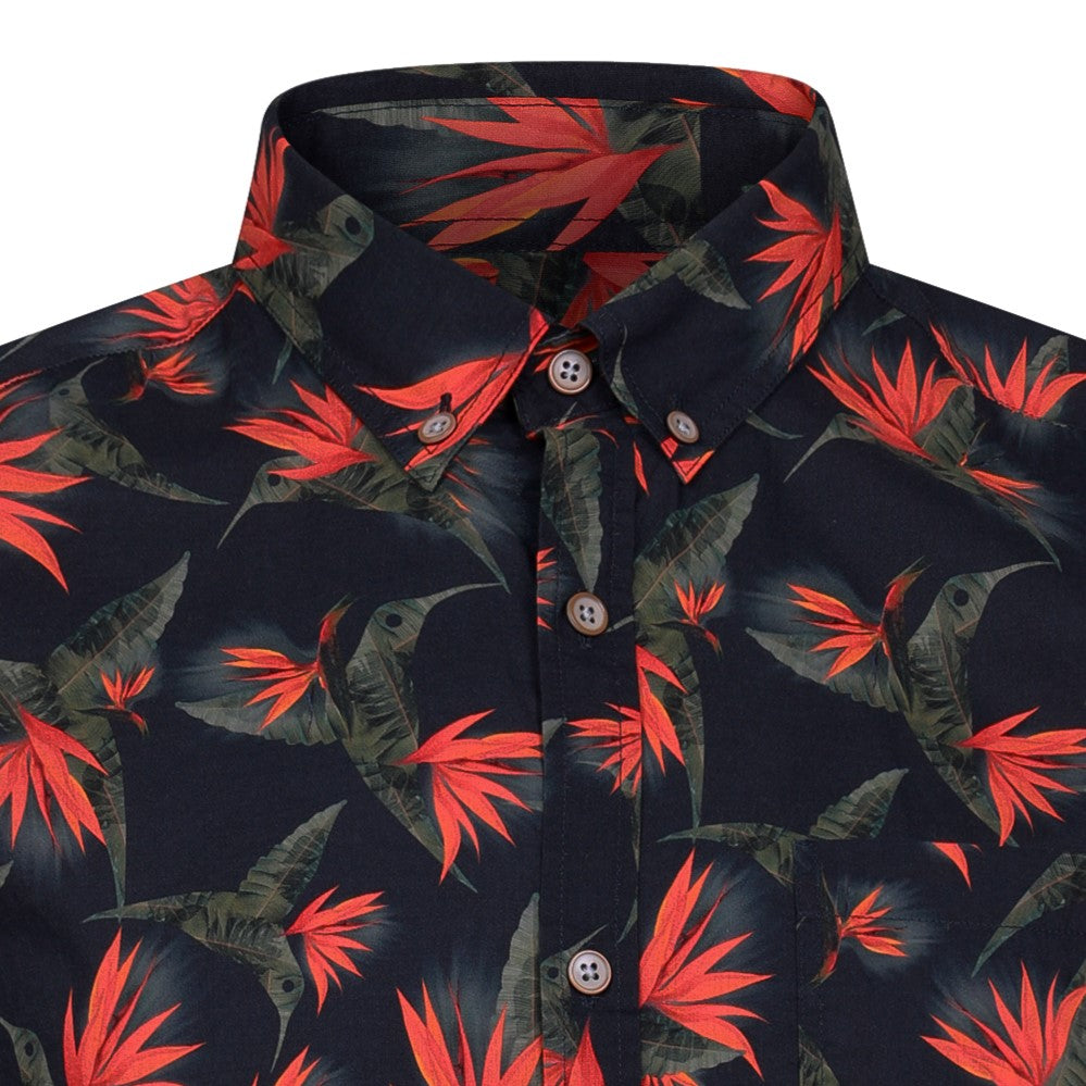 Peter Gribby Short Sleeve Hummingbird Print Shirt