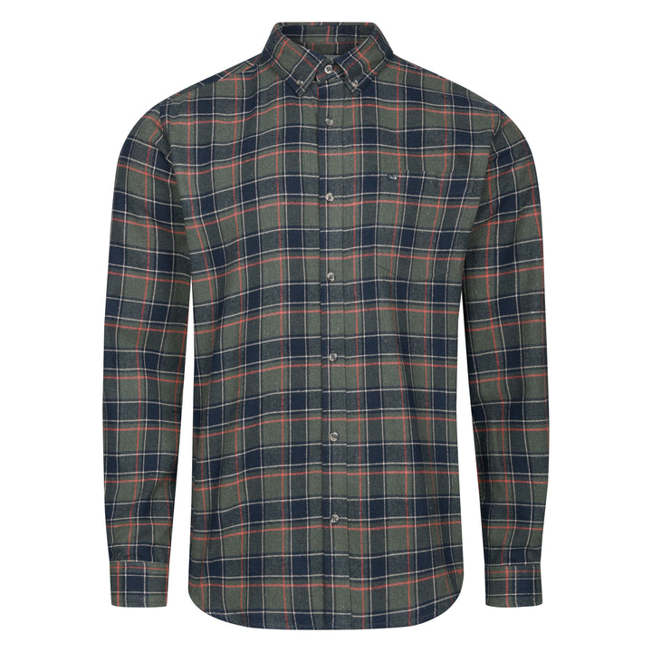 Mens Long Sleeve Check Shirt - Olive