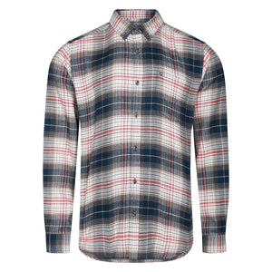Mens Long Sleeve Check Shirt - Cream