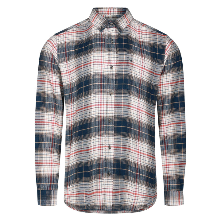 Mens Long Sleeve Check Shirt - Cream