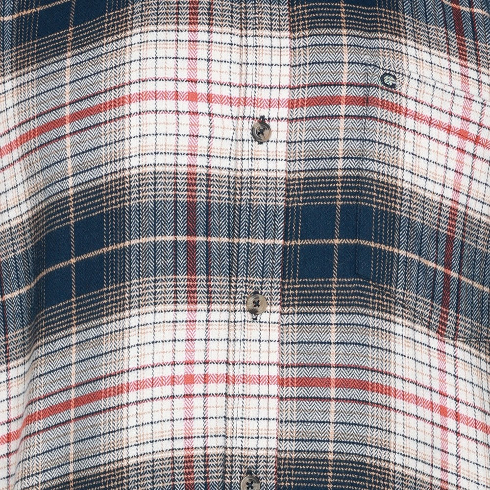 Mens Long Sleeve Check Shirt - Cream