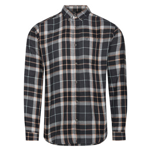 Mens Long Sleeve Check Shirt - Taupe