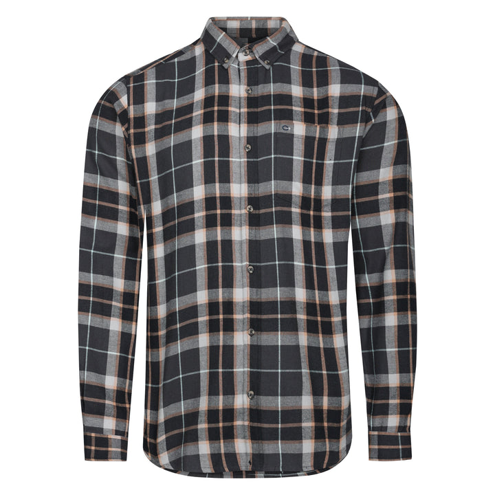 Mens Long Sleeve Check Shirt - Taupe