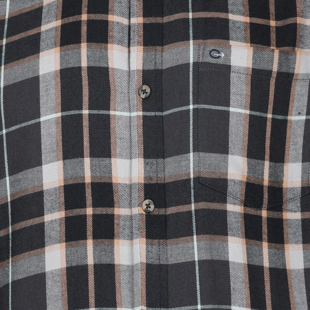 Mens Long Sleeve Check Shirt - Taupe