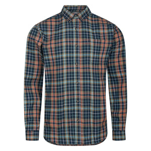 Mens Long Sleeve Check Shirt - Navy