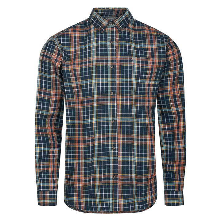 Mens Long Sleeve Check Shirt - Navy