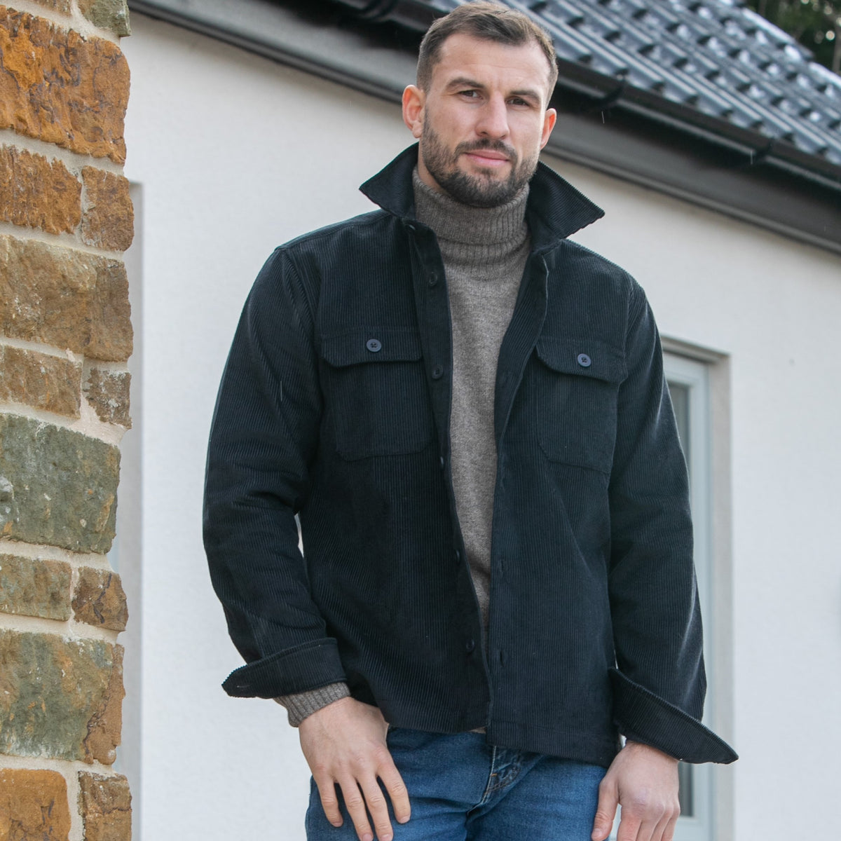 Mens Cord Shacket - Black