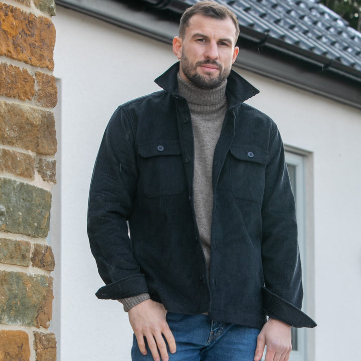 Mens Cord Shacket - Black