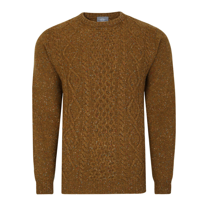 Mens Aran Cable Donegal Crew Neck Jumper