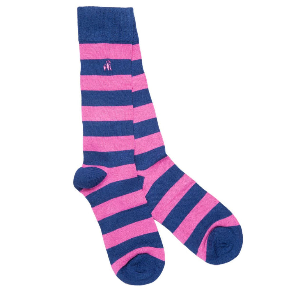 Swole Panda Bamboo Socks - Rich Pink Striped